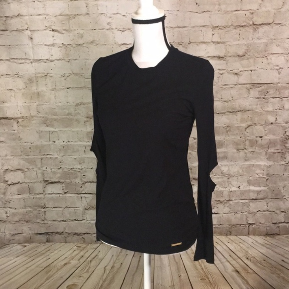 MICHAEL Michael Kors Cold Elbow Black top NEW